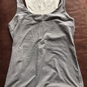lululemon athletica Gray and White Striped Tank